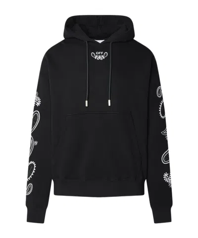 Off-white Bandana Arrows Cotton Hoodie In Black