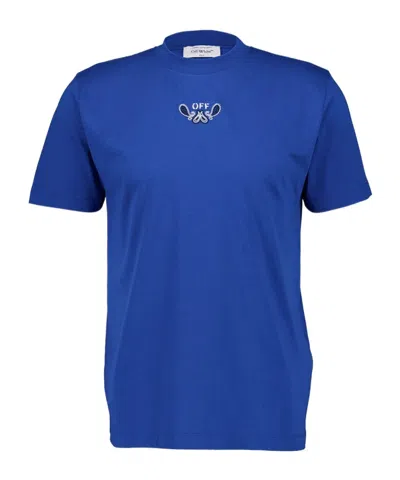 Off-white Off White Logo Printed Crewneck T-shirt In Blue