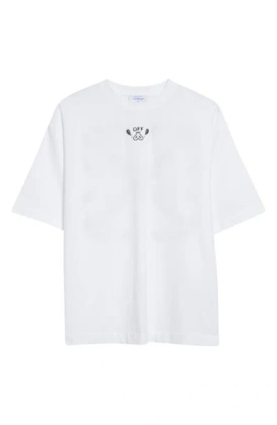 Off-white Bandana Embroidery Cotton Skate T-shirt In White Black