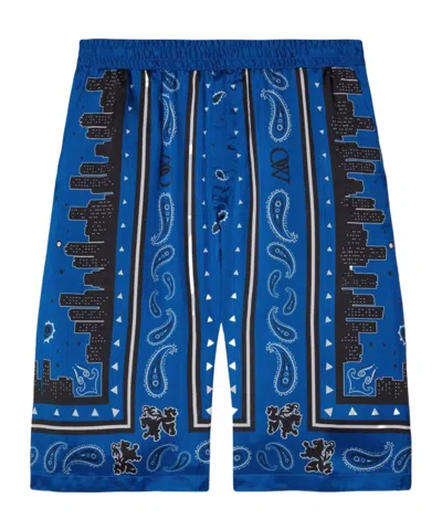OFF-WHITE OFF-WHITE BANDANA PRINTED STRAIGHT HEM SHORTS