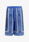 Off-white Off White Men Sustainable Viscose Bermuda Shorts With Bandana Print In Blue