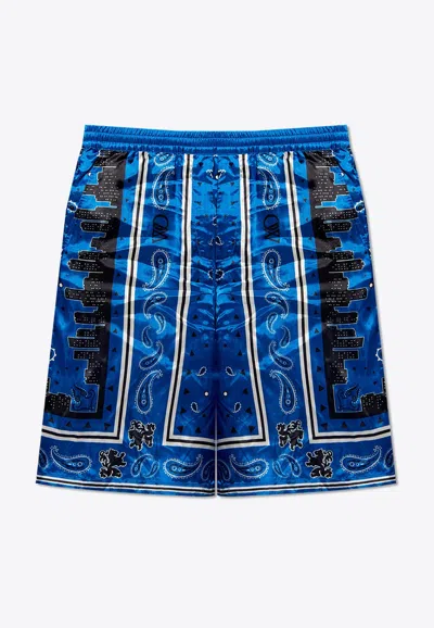 Off-white Bandana Print Bermuda Shorts In Blue