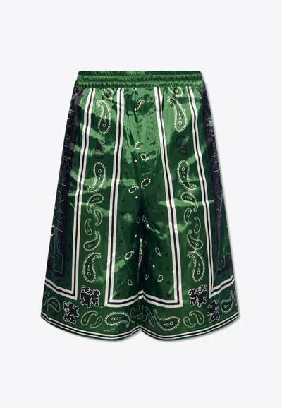 Off-white Bandana Print Bermuda Shorts In Green