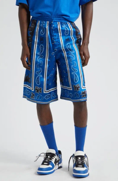 OFF-WHITE BANDANA SATIN SHORTS