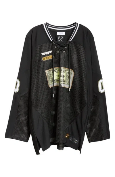 Off-white Banknote Mesh Hockey T-shirt In Black