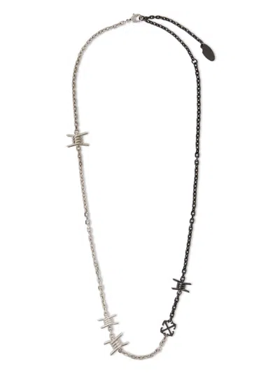 Off-white Barbed Wire Necklace In Silver
