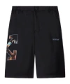 Off-white Black Barber Arrow Silk Bowling Shorts In Black