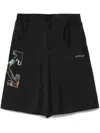 Off-white Black Barber Arrow Silk Bowling Shorts In Black