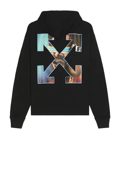 Off-white Barber Arrow Zip Skate Hoodie In Black