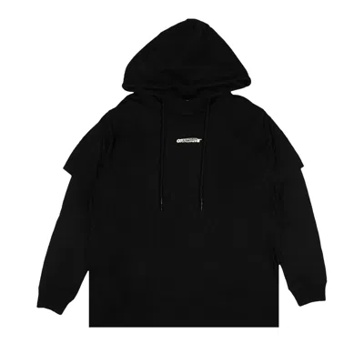 Pre-owned Off-white Barrel Worker Double Tee Hoodie 'black/white'