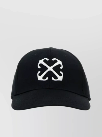 OFF-WHITE BASEBALL CAP WITH CURVED VISOR AND LOGOED EMBROIDERY