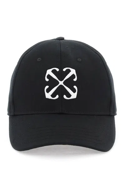 Off-white Baseball Cap With Embroidery In Black White (black)