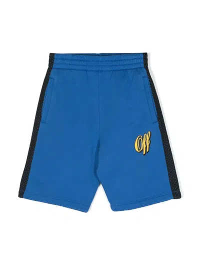 Off-white Kids' Baseball Cotton Shorts In Blue