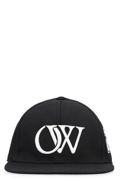 Off-white Baseball Hat With Flat Visor In Black