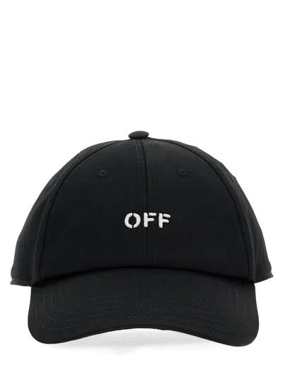 Off-white Baseball Hat With Logo In Black