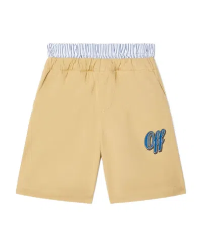 Off-white Baseball Logo-print Cotton Shorts In Nude