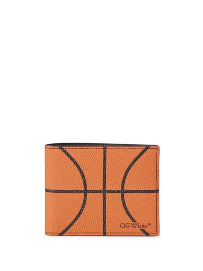 Off-white Basketball Classic Leather Bifold Wallet In Yellow & Orange