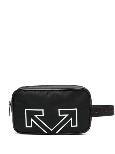 Off-white Bathroom Pouch "heritage" In Black