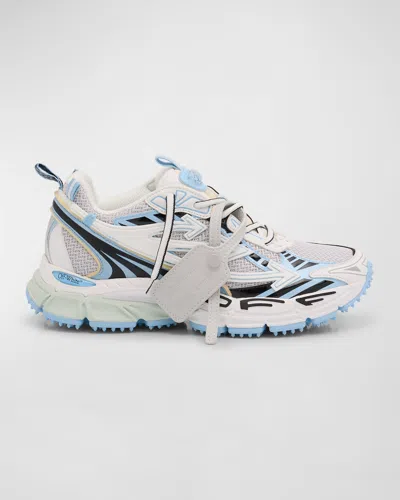 Off-white Mens Blue Other Be Right Back Mesh And Faux-leather Low-top Trainers Eur 41 / 8 Uk In White -li