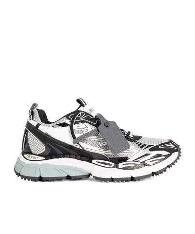 Off-white Ow Be Right Back Grey Low Top Sneakers With Zip-tie Detail In Mesh And Leather Man In White
