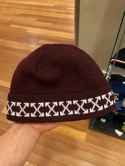 Pre-owned Off-white Beanie In Burgandy