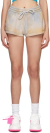 Off-white Tie-dye Patterned Shorts For Summer In Beige
