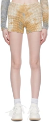 Off-white Smocked Tie-dye Shorts In Camel