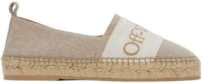 Off-white Beige Bookish Linen Espadrilles