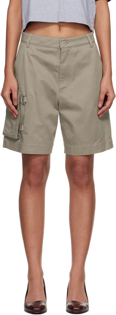 Off-white Beige Co Gab Pocket Shorts In Green