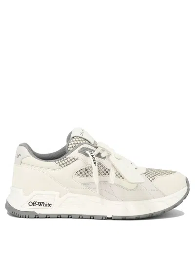 Off-white Beige Leather And Mesh Sneakers For Men In Ss24 Season In Gray