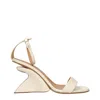 Off-white Beige Leather Platforms In Nude