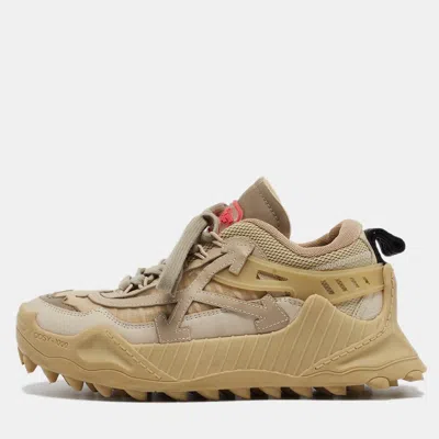 Pre-owned Off-white Beige Mesh And Leather Odsy-1000 Trainers Size 37