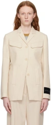Off-white Beige Notched Blazer In Sand