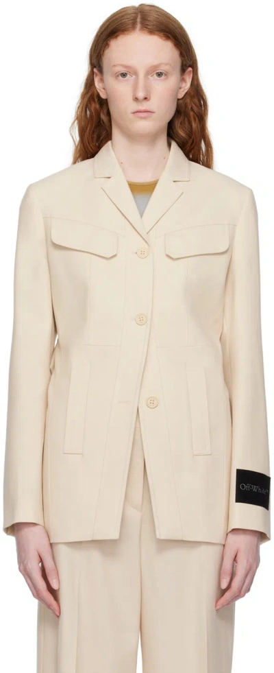 Off-white Beige Notched Blazer In Sand