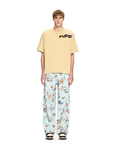 Off-white Shared Logo Crewneck Sweatshirt In Beige