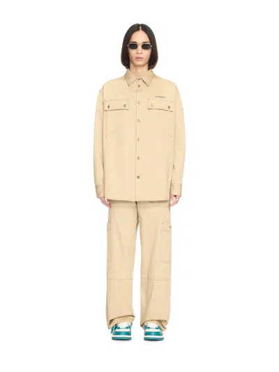 Off-white Beige Stitch Military Overshirt In Multi
