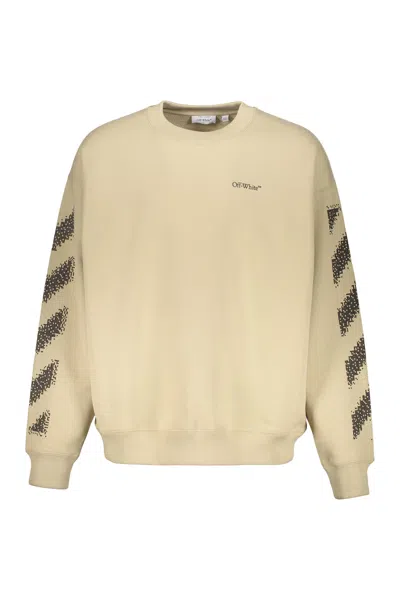 OFF-WHITE BEIGE SWEATSHIRT WITH DIAGONAL STRIPES