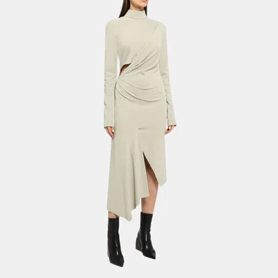 Pre-owned Off-white Beige Viscose Jersey Long Sleeve Dress Xs