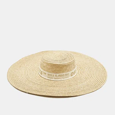 Pre-owned Off-white Off White Beige Wide-brim Straw Panama Hat One Size