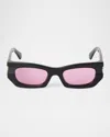Off-white Belleville Acetate Rectangle Sunglasses In 1030 Black Pink
