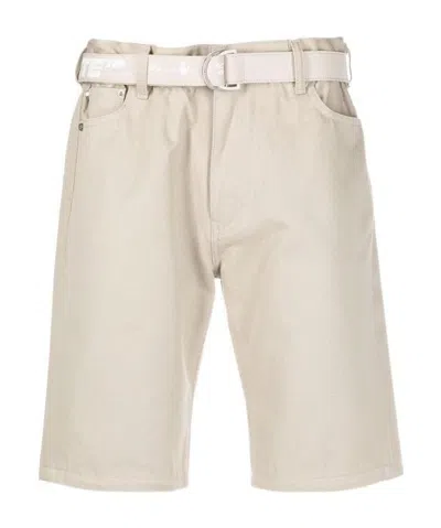 Off-white Belted Bermuda Shorts In Nude