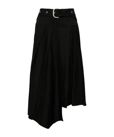 OFF-WHITE BELTED PLEATED MIDI DRESS