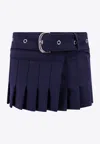 OFF-WHITE BELTED PLEATED MINI SKIRT