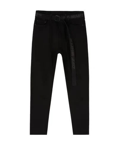Off-white Belted Straight-leg Trousers In Black