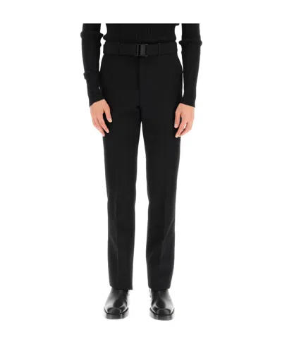 Off-white Belted Straight Leg Trousers In Black