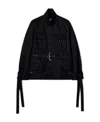 Off-white Belted Cotton-twill Jacket In Black