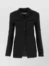 Off-white Belted Waist Structured Wool Blazer In Black