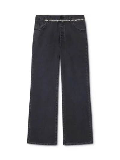 Off-white Belted Wide Jeans In Black