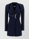 Off-white Belted Wool Blend Blazer With Cut-out Upper