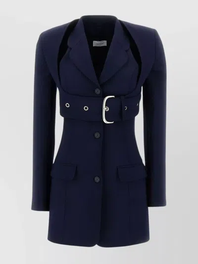 OFF-WHITE BELTED WOOL BLEND BLAZER WITH CUT-OUT UPPER